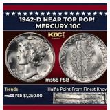 1942-d Mercury Dime Near Top Pop! 10c ms68 FSB SEG