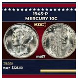 1945-p Mercury Dime 10c ms67 SEGS