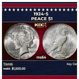 1924-s Peace Dollar $1 ms64 SEGS