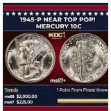 1945-p Mercury Dime Near Top Pop! 10c ms67+ SEGS