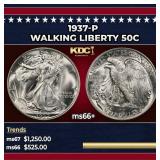 1937-p Walking Liberty Half Dollar 50c ms66+ SEGS