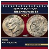 1974-p Eisenhower Dollar TOP POP! $1 ms67 SEGS