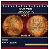 1909 VDB Lincoln Cent 1c Grades ms66 rd