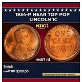 1934-p Lincoln Cent Near Top Pop 1c ms67 rd SEGS