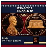 1979-s Ty 2 Proof Lincoln Cent 1c pr70 rd dcam SEG