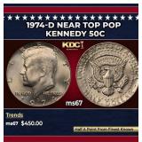 1974-d Kennedy Half Dollar Near Top Pop 50c ms67 S