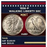 1936-p Walking Liberty Half Dollar 50c ms66+ SEGS