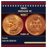 1902 Indian Cent . 1c Grades ms64 rd