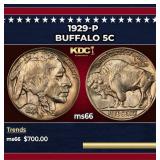 1929-p Buffalo Nickel 5c Grades ms66