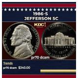 1986-s Proof Jefferson Nickel 5c pr70 dcam SEGS