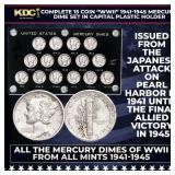 Complete 15 Coin "WWII" 1941-1945 Mercury Dime P,D