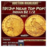 1913-p Gold Indian Quarter Eagle Near Top Pop! $2