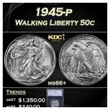 1945-p Walking Liberty Half Dollar 50c ms66+ SEGS