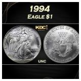 1994 Silver Eagle Dollar $1 Grades unc