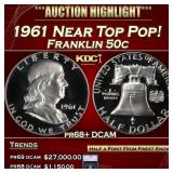 1961 Proof Franklin Half Dollar Near Top Pop! 50c
