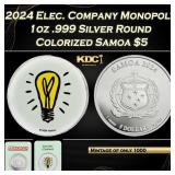 2024 Eletric Company Monopoly 1oz .999 Silver Roun
