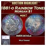 1881-o Morgan Dollar Rainbow Toned $1 ms64 details