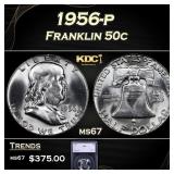 1956-p Franklin Half Dollar 50c ms67 SEGS