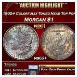 1902-p Morgan Dollar Colorfully Toned Near Top Pop
