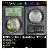 PCGS 1883-p Morgan Dollar OGH Rainbow Toned 1 ms64