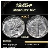 1945-p Mercury Dime 10c Grades ms64+