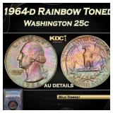 PCGS 1964-d Washington Quarter Rainbow Toned 25c a