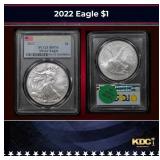 PCGS 2022 Silver Eagle Dollar First Day of Issue $