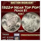1922-p Peace Dollar Near Top Pop! 1 ms66+ SEGS