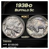 1938-d Buffalo Nickel 5c Grades ms65+