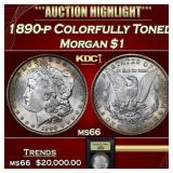 1890-p Morgan Dollar Colorfully Toned 1 ms66 USCG