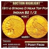 1911-d Strong D Gold Indian Quarter Eagle Near Top