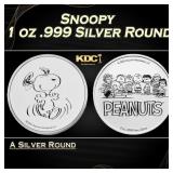 Snoopy 1 oz .999 Silver Round Round