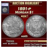 1891-p Morgan Dollar $1 Grades ms65 SEGS