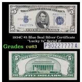 1934C $5 Blue Seal Silver Certificate "Lucky 7s" S