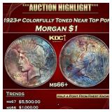 1923-p Morgan Dollar Colorfully Toned Near Top Pop
