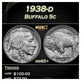 1938-d Buffalo Nickel 5c Grades ms65+