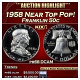 1958 Proof Franklin Half Dollar Near Top Pop! 50c