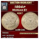 PCGS 1894-p Morgan Dollar $1 au58 CAC PCGS