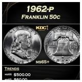 1962-p Franklin Half Dollar 50c Grades ms65+