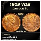 1909 VDB Lincoln Cent 1c Grades ms65+ rb