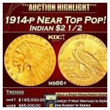 1914-p Gold Indian Quarter Eagle Near Top Pop! $2