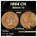 1864 CN Indian Cent 1c Grades vf30