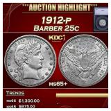 1912-p Barber Quarter 25c ms65+ SEGS