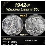 1942-p Walking Liberty Half Dollar 50c Grades ms64