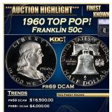 1960 Proof Franklin Half Dollar TOP POP! 50c pr69