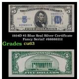 1934D $5 Blue Seal Silver Certificate Fancy Serial