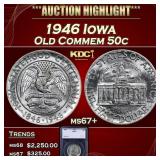 1946 Iowa Old Commem Half Dollar 50c ms67+ SEGS