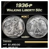 1936-p Walking Liberty Half Dollar 50c Grades ms66