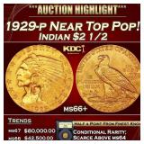 1929-p Gold Indian Quarter Eagle Near Top Pop! $2
