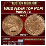 1862 Indian Cent Near Top Pop! 1c ms66+ SEGS